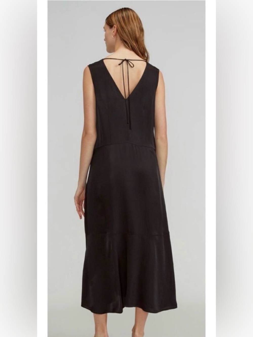 Everlane V-neck satin maxi dress, black